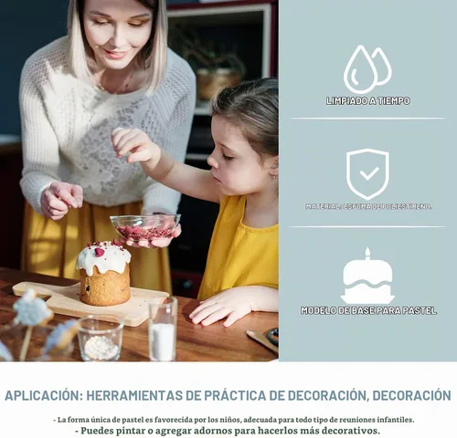 Vista 8 de Juego de 3 muñecos redondos de espuma para tartas de 4, 6, 8 x 2 pulgadas para decorar y exhibir