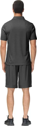 Vista 4 de MoFiz Conjunto de camiseta polo y pantalones cortos para hombre, trajes de verano, ligeros, casuales, de manga corta, traje de polo para hombre, 2
