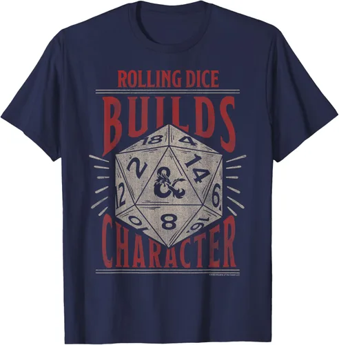 Vista 24 de Dungeons & Dragons Camiseta de manga corta con personajes Rolling Dice Builds, Negro