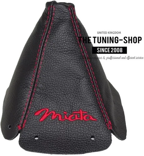Vista 3 de Ltd Para Mazda Mx-5 Mk1 NA 1989-97 Bota de cambio Negro Cuero Rojo Miata Bordado
