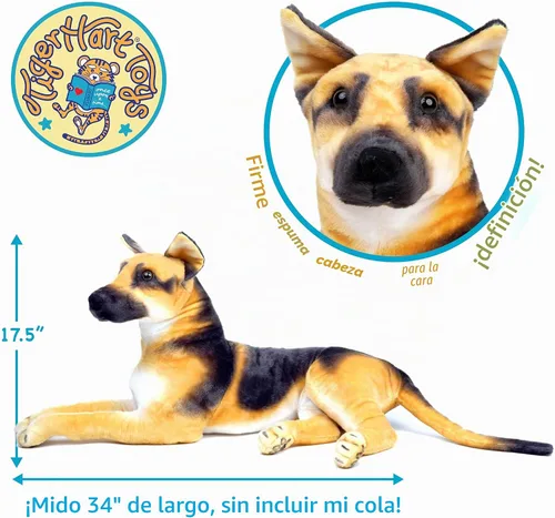 Vista 2 de TigerHart Hilde The German Shepherd - Perro de peluche grande de 34 pulgadas (medida de cola no incluida)