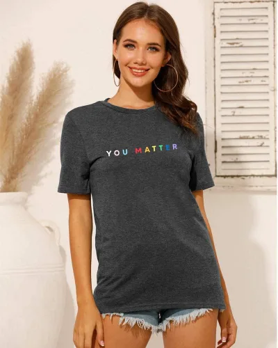 Vista 5 de Camiseta con texto en inglés You Matter para mujer con conciencia sobre la salud mental, camiseta positiva para profesora, camiseta motivacional