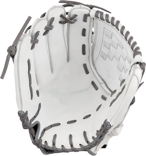 Vista 2 de Mizuno GMVP1200PF4W MVP Prime Fastpitch - Guante de sóftbol de 12 pulgadas, tela de tartán, lanzamiento a mano izquierda, blanco/gris