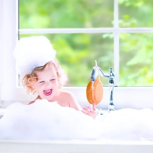 Vista 4 de Esponja corporal de baño suave de 4 piezas exfoliante para suministro de baño