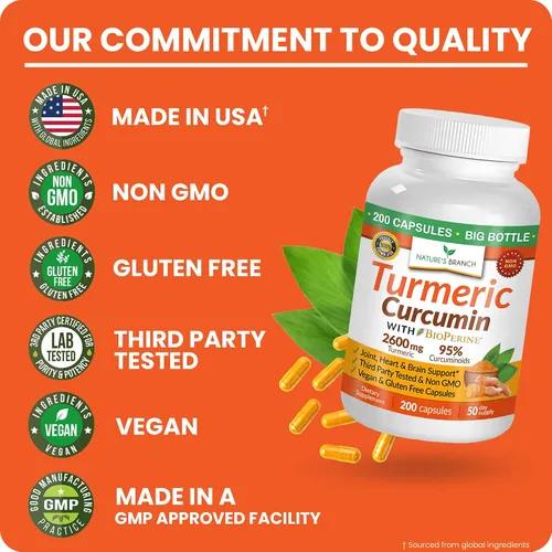 Vista 7 de Curcumina de cúrcuma con pimienta negra BioPerine 2600mg - para hombres y mujeres Organic Turmeric Power, Turmeric Supplement For Joints, 95%