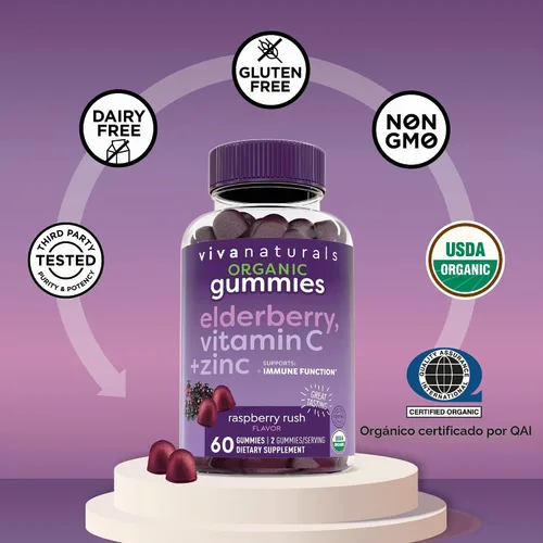 Vista 7 de Viva Naturals Sambucus - Gomitas de saúco para adultos con vitamina C