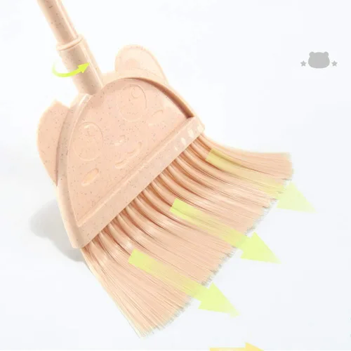Vista 8 de Mini escoba con recogedor para niños, juego de pequeño ayudante de limpieza (rosa)