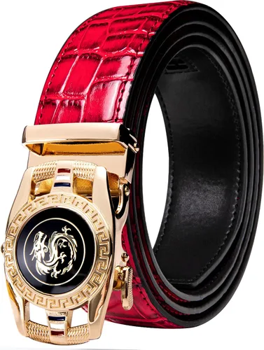 Vista 35 de Barry.Wang Cinturón de trinquete de cuero para hombre 1 3/8" hebilla A Oro Verde