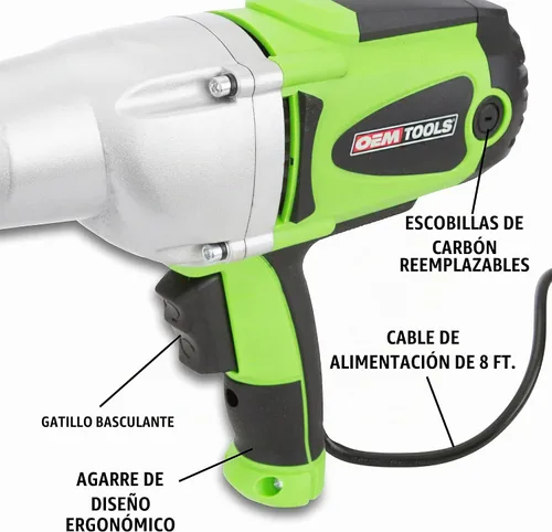 Vista 3 de OEMTOOLS 24666 Llave de impacto de trabajo pesado de 1/2", controlador de impacto con cable de 120V para tuercas de rueda, reparaciones del hogar