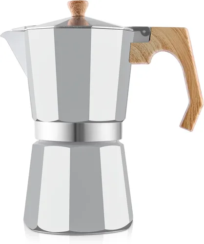 Vista 10 de wedrink Cafetera de Espresso de 3 Tazas para Estufa, Olla de Moka de Aluminio Percolador (150ml)