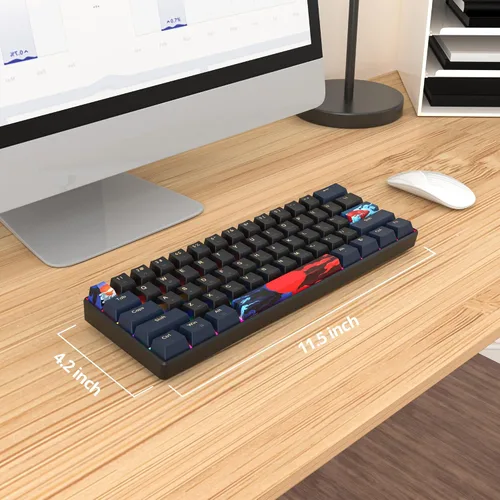 Vista 6 de Teclado mecánico 60% para juegos con interruptor rojo lineal, 60% con cable, ultra compacto, mini teclado arcoíris con teclas PBT para Ps4Ps5Xbox