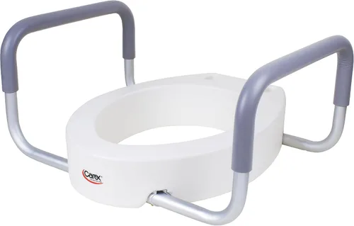 Vista 8 de Carex Asiento de inodoro elevado de 3.5 pulgadas con brazos, elevador de asiento de inodoro alargado, capacidad de hasta 250 libras, asiento