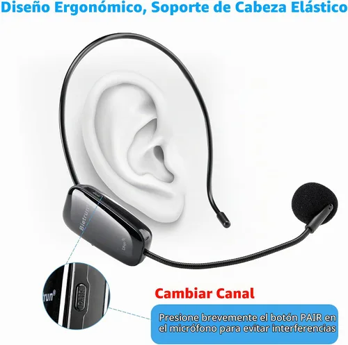 Vista 6 de Bietrun Amplificador de voz para profesores con Bluetooth, amplificador de voz inalámbrico recargable portátil con micrófono para auriculares