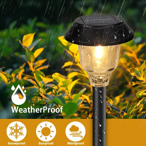 Vista 3 de Luces solares para exteriores impermeables, paquete de 6 unidades de luces solares de vidrio y metal para caminos, brillantes luces LED solares