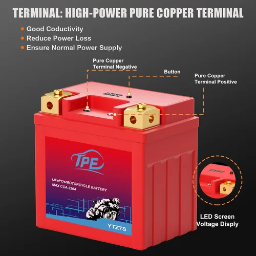 Vista 11 de TPE Batería de litio para motocicleta YTZ7S-BS 12V 4Ah 320CCA Batería para deportes de motor para ATV, moto de agua, scooter, PWC y más