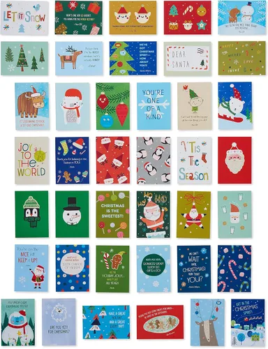 Vista 10 de American Greetings Mini tarjetas de Navidad para cajas de almuerzo para niños, alegría navideña (40 unidades)