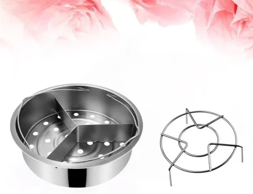 Vista 5 de Stainless Steel Steamer Basket with Divider, 21cm Cooking Rack