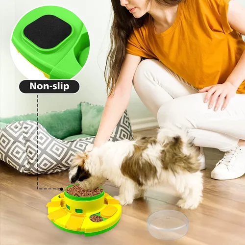 Vista 6 de Juguete alimentador de rompecabezas para perros, juguete verde de alimentación lenta para perros para entrenamiento de coeficiente intelectual