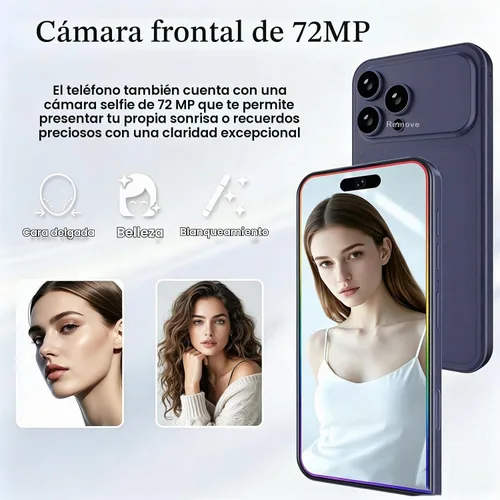 Vista 7 de Mini teléfono desbloqueado HD de 5.3 pulgadas, 4+128 GB, teléfono desbloqueado 5G, teléfono inteligente Android 14, batería de 5000 mAh, SIM Azul