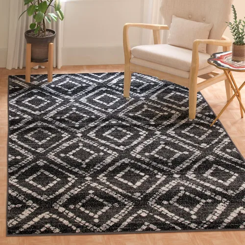 Vista 17 de SAFAVIEH Colección Adirondack Alfombra Decorativa - 2'6" x 4', Negro y Marfil, Diseño Moderno Desgastado, No Desprende Pelusa y Fácil Cuidado, Ideal