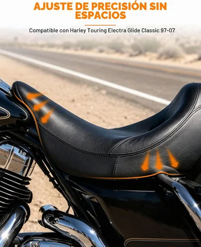 Vista 6 de XMT-MOTO Cojín para Asiento de Conductor y Pasajero Compatible con Harley Davidson Touring Electra Glide Classic 1997-2007