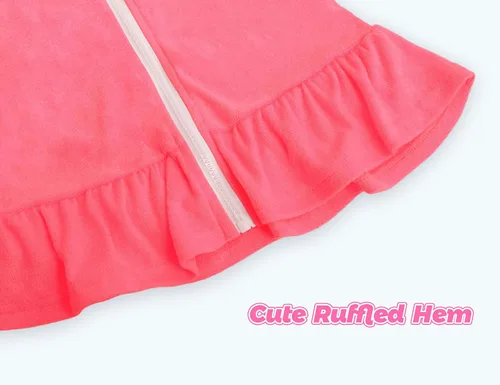 Vista 5 de Traje de baño para niñas con capucha multicolor con cremallera y volantes, traje de baño de manga corta