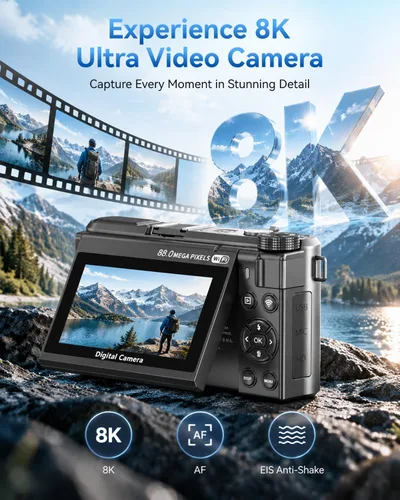 Vista 9 de Cámara digital 8K, cámara de enfoque automático de 88MP para fotografía y Negro