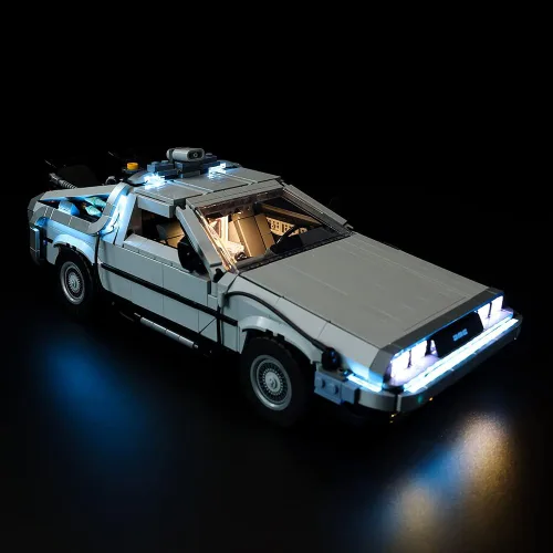 Vista 3 de Kit de luces LED para (Back to The Future Time Machine 10300) modelo de bloques de construcción, kit de iluminación de construcción compatible
