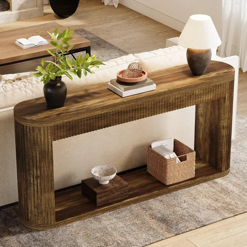 Vista 6 de Tribesigns Mesa consola de 63 pulgadas para entrada, mesa de sofá de madera estrecha detrás del sofá para entrada, pasillo, vestíbulo, puerta