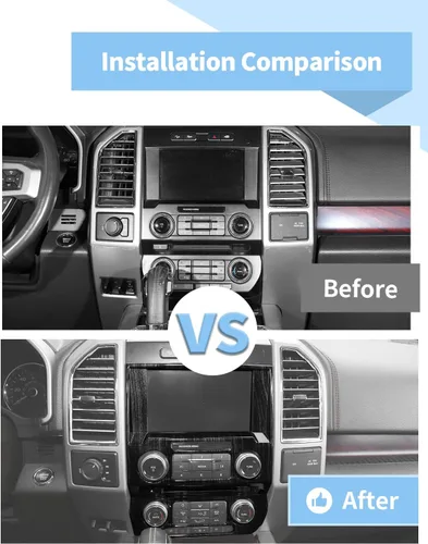 Vista 2 de Voodonala - Funda para panel de control del volumen de navegación de la consola central para Ford F150 2015-2020, grano de madera negro