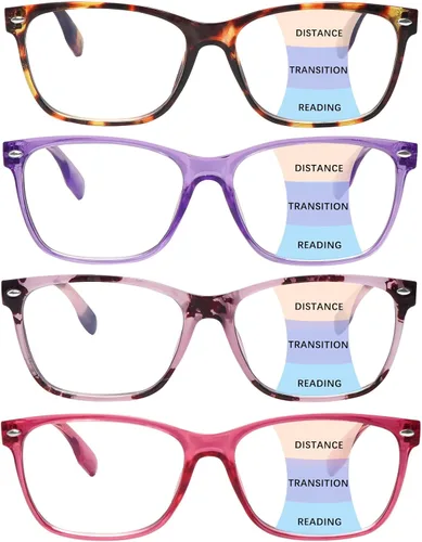 Vista 9 de COJWIS Progressive Multifocus Reading Glasses Blue Light Blocking,Spring Hinge Readers for Women Men