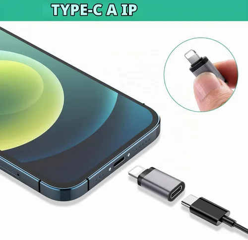 Vista 3 de 2 Tipo C Convertidores hembra a iPhone macho, 2 USB hembra a tipo c macho