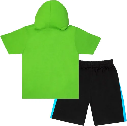 Vista 2 de Nickelodeon Teenage Mutant Ninja Turtles - Disfraz de 2 piezas para niños, conjunto de camiseta y pantalones cortos TMNT con capucha y pantalones