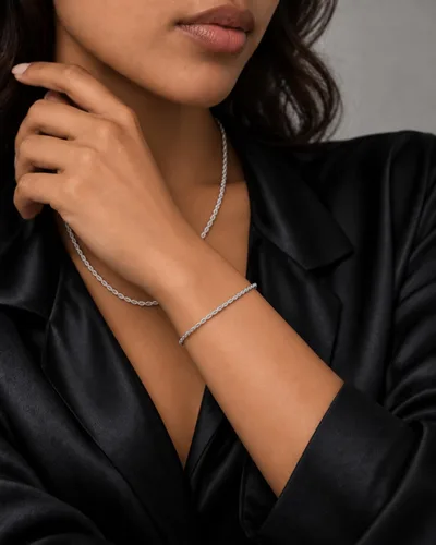 Vista 2 de nometo 925 Sterling Silver Rope Chain Bracelet Box Chain Bracelet Cuerda de plata 0.079 in