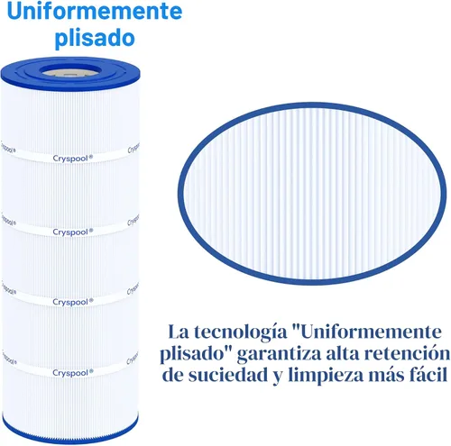 Vista 5 de Cryspool® 08055 Filtro compatible con Hayward C1200, CX1200RE, PA120, C-8412, Ultra-B2, FC-1293, Clearwater II 125, 817-0125N, Cartucho de filtro