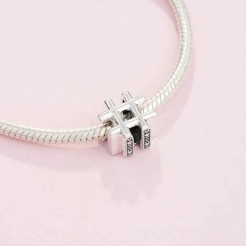 Vista 4 de PANDORA Colgante de plata de ley con símbolo de hashtag de joyería Metal no aplica