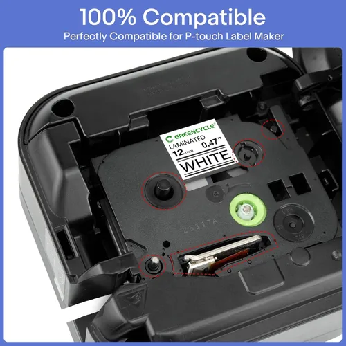 Vista 5 de GREENCYCLE Cinta para etiquetar 0.472 in 0.47 laminado blanco reemplazo para cinta de etiquetas Brother P Touch TZe-231 TZ-231 TZe TZ 1/2 pulgada
