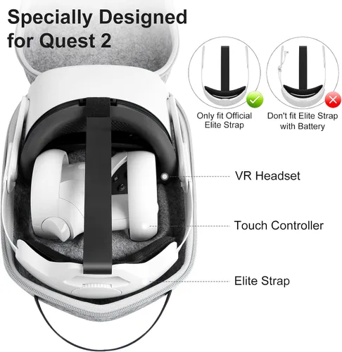 Vista 2 de ANNAPRO Funda de transporte rígida para Oculus Quest 2, funda de viaje compatible con auriculares MetaOculus Quest 2, bolsa de almacenamiento