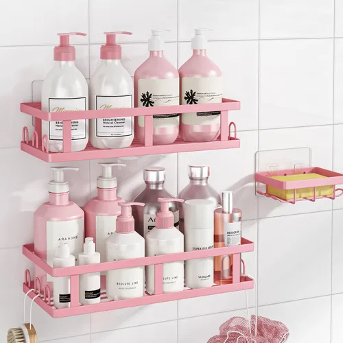 Vista 11 de Youvip Organizador de ducha adhesivo sin taladro, organizador de baño con soporte para jabón, estantes inoxidables de gran capacidad para ducha