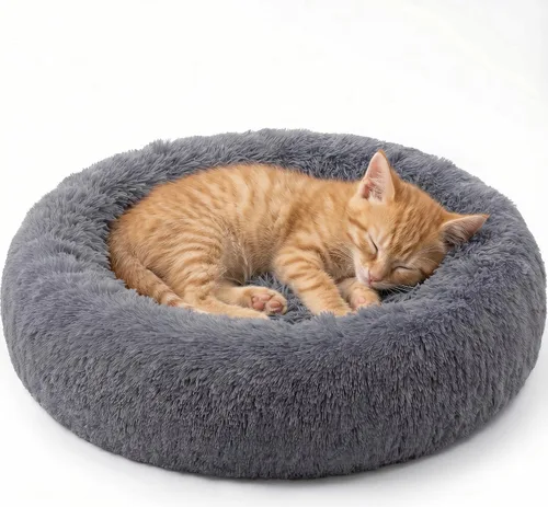 Vista 15 de SAVFOX Camas de felpa calmantes para perros, cama de perro dona para perros pequeños, medianos, grandes y extragrandes, cama cómoda para perros