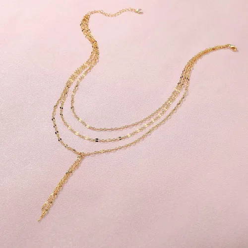 Vista 7 de Tewiky - Collar de Cadena de Oro para Mujer, Chapado en Oro de 14 Quilates, Collar de Cuentas Finas con Forma de Ola, Collar Delicado de Oro Capa