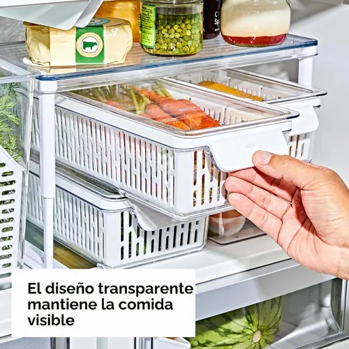 Vista 4 de OXO Good Grips Produce Saver - Contenedor mediano, 13.8 x 7.4 x 4.7 pulgadas, blanco