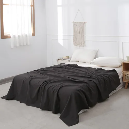 Vista 7 de BISELINA Sábana de Lino Francés Sábana Plana Solamente 55% Lino Europeo 45% Algodón Estilo Básico Color Sólido Suave Transpirable Estilo Granja Gris