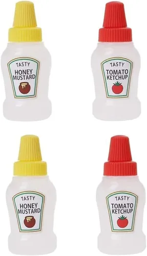 Vista 7 de Mini botellas de salsa de tomate, 0.8 onzas líquidas, rellenables, para condimentos, aderezos de ensalada, tomate, ketchup de mayo, jarabe de mayo