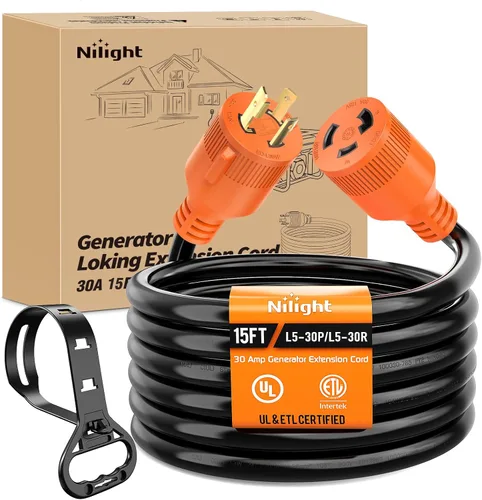 Vista 14 de Nilight Cable de Extensión para Secadora EV de 15 Pies 3 Clavijas 30 Amperios NEMA 10-30P 10-30R Cable de Extensiones Antiguas Servicio Pesado