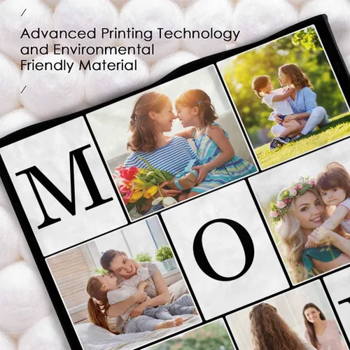 Vista 5 de MyPupSocks Manta personalizada para mamá, regalos personalizados para mamá, manta de cama con fotos, regalos de cumpleaños para mujeres, mamá