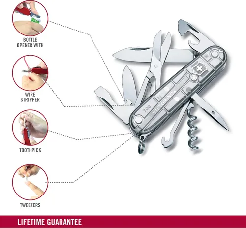 Vista 5 de Victorinox Climber Swiss Army Knife, 14 Function Swiss Made Pocket Knife with 2 Blades, Corkscrew and Screwdriver