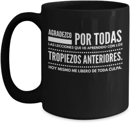 Vista 3 de Agradezco siempre » AFIRMACIONES Taza café, tazas para café divertidas, tazas de café personalizadas, taza de café inspiradoras, taza grande de cafe