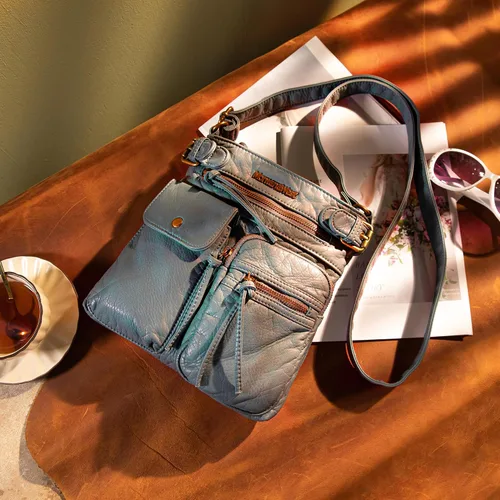Vista 7 de Montana West Crossbody Bag for Women Multi Pocket Shoulder Medium Travel Purses Ultra Soft Washed Leather