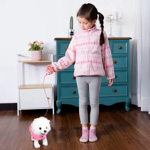 Vista 4 de WorWoder - Juguete de perro interactivo de felpa electrónico que canta, camina y ladra con control remoto y correa para niños, regalos para bebés